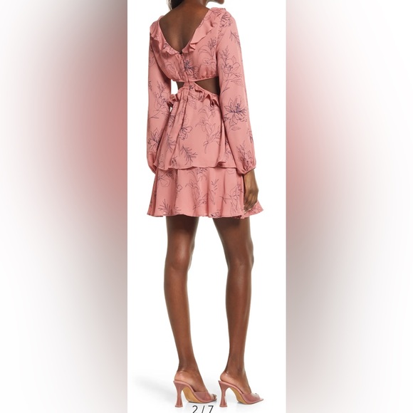 OPEN EDIT pink floral Cutout Long Sleeve Minidress size Large NWT - Picture 3 of 14